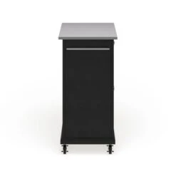 Compact Black Wood And Stainless Steel Portable Kitchen Island - N/A - Kitchen Cart - Wood - Black -Gourmet Interiors 233bbbc3 9d12 4b42 a27e 29f9c72819c6