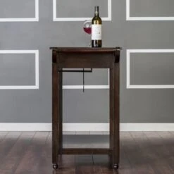 Carrick Transitional Dark Walnut Wood 2-Drawer Kitchen Cart With Wine Rack On Wheels By Copper Grove - Dark Walnut -Gourmet Interiors 23556221 f6a4 4027 902e db8cf8722508