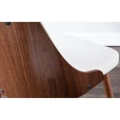 Carson Carrington Arvika Mid-century Modern Walnut Wood Dining Chair - N/A - White -Gourmet Interiors 235ac73b 7650 4132 b31e 5e39cb6ab290
