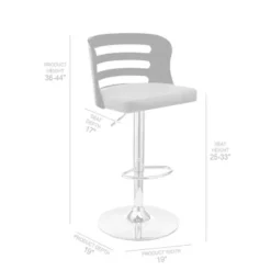 Khalia Adjustable Swivel Cream Faux Leather And Walnut Wood Bar Stool With Chrome Base -Gourmet Interiors 237df57d 7d3b 46ac b1d4 3f98d60a166e