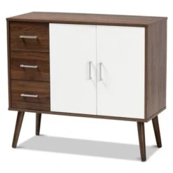 Carson Carrington Agnew Mid-century Modern 3-drawer Sideboard Buffet - Walnut And White