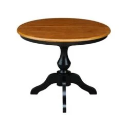 36" Round Top Pedestal Table With 12" Leaf - Black/Cherry - Counter Height -Gourmet Interiors 23a3ac68 6a67 4906 94e5 adf5e99542c1