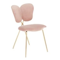 Madeline Chair In Velvet & Gold Metal - Set Of 2 - N/A - Blush Pink