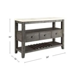 Wood Server With Marble Top In Gray Oak Finish - White And Gray Oak -Gourmet Interiors 23ce436e 6f2e 48f7 bc44 e5e78bbc49fe
