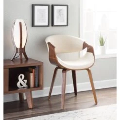 Carson Carrington Kanteborg Faux Leather/Wood Dining Chair - Cream/Walnut Wood -Gourmet Interiors 23d9ee64 13ac 49bd 8bb9 f6c46d53a659