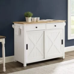 Laurel Kitchen Island/Cart - 18"x42"x32.63" - Portable - White - Wood -Gourmet Interiors 23ef86d9 e233 4fbc bc41 0a932c376a18