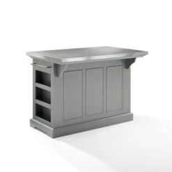 Julia Grey Stainless Steel Top Kitchen Island - 50 "W X32 "D X 36 "H - Stationary - Gray - Stainless Steel -Gourmet Interiors 23ffc10a 33a0 4160 8eda 8a5bc52a717b