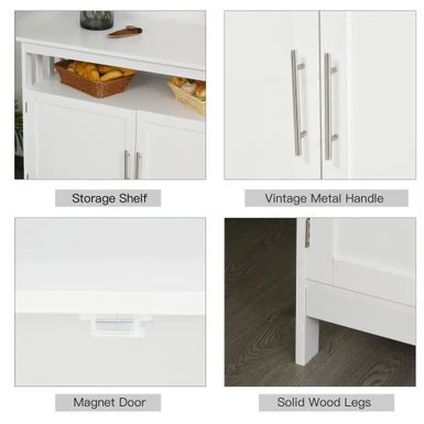 HOMCOM Kitchen Console Table, Buffet Sideboard, Wooden Storage Table With 2-Level Cabinet And Open Space - Grey 9 HOMCOM Kitchen Console Table, Buffet Sideboard, Wooden Storage Table With 2-Level Cabinet And Open Space - Grey - Image 7