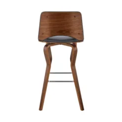 Gerty 26" Swivel Grey Faux Leather And Walnut Wood Bar Stool -Gourmet Interiors 243bb903 47cc 43fd 8d7e 41b761b04be3