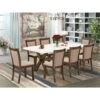Dining Table Set Include A Dining Table And Parson Chairs With Dark Khaki Fabric Seat - Linen White Finish (Pieces Option) - X727MZ716-7 -Gourmet Interiors 245ce0e9 457a 456e 80aa 976068cb80bc