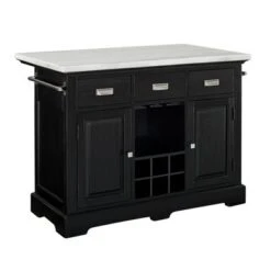 Porch & Den Ariana Marble Top Kitchen Island - Ebony -Gourmet Interiors 2464fb2e fb4c 4ce2 9d52 a523aab49522