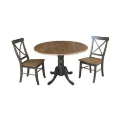 42" Solid Wood Dual Drop Leaf Table With 2 X-Back Chairs - 3 Piece Set - Black/Cherry -Gourmet Interiors 24a18d66 b572 438c a12e 6ea478122fae
