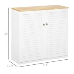 HOMCOM Storage Cabinet Kitchen Sideboard With Louvered Doors, Freestanding Floor Cabinet For Living Room, Hallway, White - White -Gourmet Interiors 250bdf6d 3959 493b a446 bd5740b6b0c1