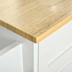 HOMCOM 48" Modern Kitchen Island Cart On Wheels With Storage Drawers, Rolling Utility Cart With Adjustable Shelves, Cabinets - White -Gourmet Interiors 2533f74c a630 4952 8d91 2727c75bc016