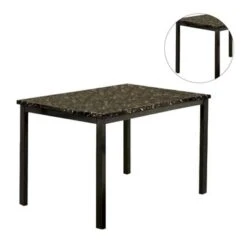 Faux Marble And Metal Dining Table In Black - 60 Inches -Gourmet Interiors 256da689 6f93 4199 acee 59c0ee6f6c67