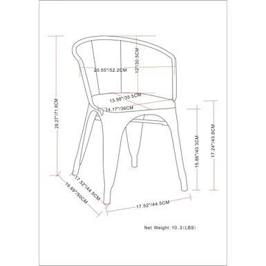 WYNDENHALL Elisse Industrial Metal Dining Arm Chair (Set Of 2), Fully Assembled - 20.6"w X 19.7"d X 28.3"h - Distressed Black And Silver 13 WYNDENHALL Elisse Industrial Metal Dining Arm Chair (Set Of 2), Fully Assembled - 20.6"w X 19.7"d X 28.3"h - Distressed Black And Silver - Image 11
