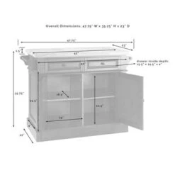 Oxford Butcher Block Kitchen Island - 47.75 "W X 23 "D X 35.75 "H - Stationary - White - Wood -Gourmet Interiors 2610b76f 90b7 4b77 a1e8 6b0a60e158e5