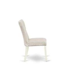 Dinette Set - Rectangular Table And Upholstered Parson Dining Chairs - Cement And Linen White Finish (Pieces Options) - X097GA235-6 -Gourmet Interiors 2661ae42 5eee 48b4 becd 83eb76c09f57