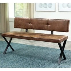 Carbon Loft Talyan Vintage Brown And Dark Gunmetal Dining Bench - Single - Short - Vintage Brown