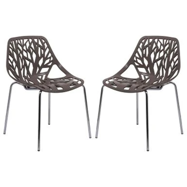 LeisureMod Asbury Modern Open Back Plastic Dining Side Chair Set Of 2 - Taupe 3 LeisureMod Asbury Modern Open Back Plastic Dining Side Chair Set Of 2 - Taupe