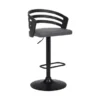 Adele Adjustable Height Swivel Grey Faux Leather And Black Wood Bar Stool With Black Base -Gourmet Interiors 279d9b5e 2909 4d85 ae91 1c22f408e0cf