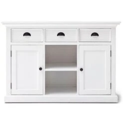 NovaSolo White Mahogany Buffet With Two Rattan Baskets - 49.21 X 19.69 X 33.46 - 49.21 X 19.69 X 33.46 - White -Gourmet Interiors 27af45d2 38b5 4a72 b0a1 c8654c2e8cf3