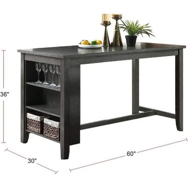 High Dining Table With Storage Shelves,2 High Chairs And 2 Stools - Dark Brown 6 High Dining Table With Storage Shelves,2 High Chairs And 2 Stools - Dark Brown - Image 4