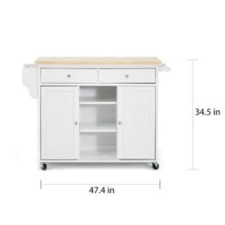 Copper Grove Dunraven White Modern Kitchen Island Cart - Cart-White/Natural -Gourmet Interiors 284b5cdc 6a8e 46df 88c7 8f9c2a985934