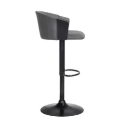 Lydia Adjustable Black Wood Bar Stool In Grey Faux Leather With Black Metal -Gourmet Interiors 28cd81a3 1dc5 4cab 988b 0848c9f9d957