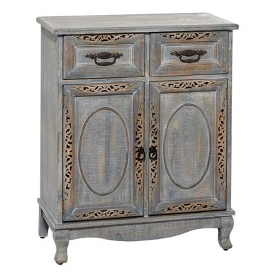 Gray Wood Intricately Carved Vintage Cabinet - Grey - Dresser 15 Gray Wood Intricately Carved Vintage Cabinet - Grey - Dresser - Image 13