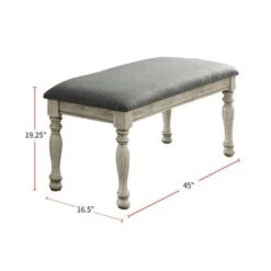 Fabric Padded Dining Bench In Antique White And Gray Finish - Single - Antique White And Gray -Gourmet Interiors 29589624 f28a 475f 906f 47313d8a5d18