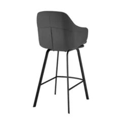 Brigden Gray Faux Leather And Black Metal Swivel 30" Bar Stool -Gourmet Interiors 297b02c8 60ba 4741 bc93 89ceb145641d