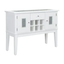 ACME Elizaveta Storage Server In Gray And White High Gloss - Gray, Faux Crystal Diamonds And White High Gloss