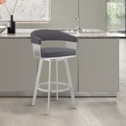 Chelsea 29" Slate Grey Faux Leather And Silver Metal Bar Stool -Gourmet Interiors 29aab251 2b7b 4cfa 9446 151800454f19