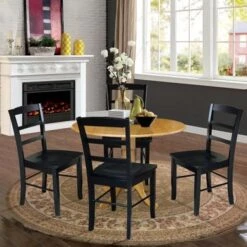 42 In Dual Drop Leaf Dining Table With 4 Dining Chairs - 5 Piece Dining Set - Black And Cherry Table/black Chairs -Gourmet Interiors 29d7f4fb 9e3c 4db8 b895 b0184dd8c584