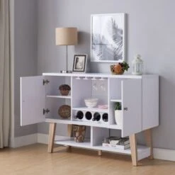 Carson Carrington Ingrirud Modern 4-bottle Buffet Server - Walnut Oak -Gourmet Interiors 29e5d6f3 7820 49cd b979 7edd6bdf2bf4