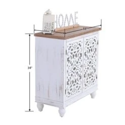 PHI VILLA 2-door Intricate Traditional Antique Storage Cabinet - Grey -Gourmet Interiors 29f22f7d bd20 498c b644 25ede4318754