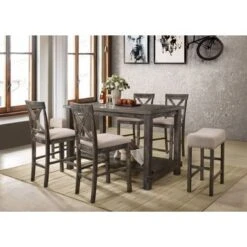 ACME Martha II Counter Height Table In Weathered Gray -Gourmet Interiors 2a022da9 f965 4489 b9d4 dac636953376