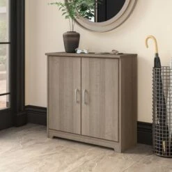 Cabot Small Entryway Cabinet With Doors By Bush Furniture - Ash Gray