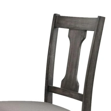 Wooden Side Chairs With Linen Padded Seat And Splat Back Design, Gray And Beige, Set Of Two - Grey - Set Of 2 4 Wooden Side Chairs With Linen Padded Seat And Splat Back Design, Gray And Beige, Set Of Two - Grey - Set Of 2 - Image 2