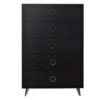Five Drawers Wooden Chest In Contemporary Style, Black