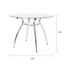Simple Living Tempered Glass Chrome Round Dining Table - Mable Dining Table -Gourmet Interiors 2b241fd0 a38a 4c20 9153 5f02324b2fdf