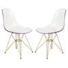 LeisureMod Cresco Plastic Dining Chair With Eiffel Gold Legs Set Of 2 - White Purple -Gourmet Interiors 2b395027 7155 4d0e b74f 972083c41cab