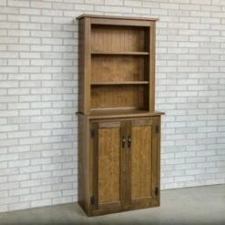 72-inch Tall Lodge Style China Cabinet With 3 Display Shelves And 2 Doors - White & Espresso Top -Gourmet Interiors 2b920425 4c94 4211 bdf6 c46c24fca825