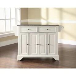 LaFayette Solid Granite Top Kitchen Island In White Finish - Stationary - White -Gourmet Interiors 2ba2db55 7840 485b a833 3e32ac8c93e8