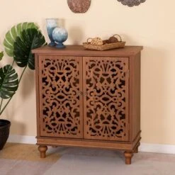 PHI VILLA 2-door Intricate Traditional Antique Storage Cabinet - Grey -Gourmet Interiors 2ba539ed 8f63 4745 b257 83327f3c1093