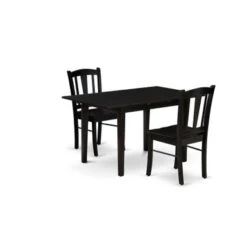 Dining Set- Butterfly Leaf Rectangular Table- Wooden Chairs With Wooden Seat And Slatted Chair Back (Color & Pieces Options) - NFDL5-OAK-W -Gourmet Interiors 2bb2d505 01c3 466f bf18 f80cdae9dad0