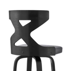Gayle 26" Swivel Cross Back Grey Faux Leather And Black Wood Bar Stool -Gourmet Interiors 2be34717 3983 449d 9e08 c95d302b5cd2