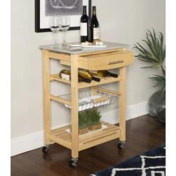 The Gray Barn Natural And Granite Top Island Cart - Granite/Marble/Glass -Gourmet Interiors 2c0e6428 eba7 4ea6 b00c db0eed67126d