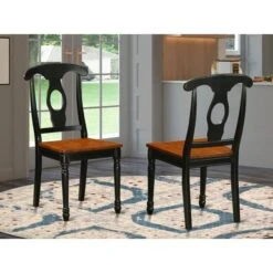 East West Furniture Kenley Napoleon-styled Black And Cherry Finish 2 Dining Chairs (Seat's Type Options) - KEC-BLK-LC -Gourmet Interiors 2c147208 7a05 4a71 9332 4e2ac662f011